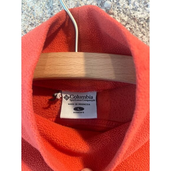 Columbia Womens Red Fleece Pullover Jacket Size L Soft Warm Long Sleeve - Picture 4 of 7